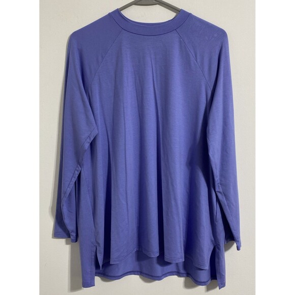 Eileen Fisher Shirt Women's S Raglan Sleeve Crewneck Purple Hydrangea Oversized - Picture 2 of 6